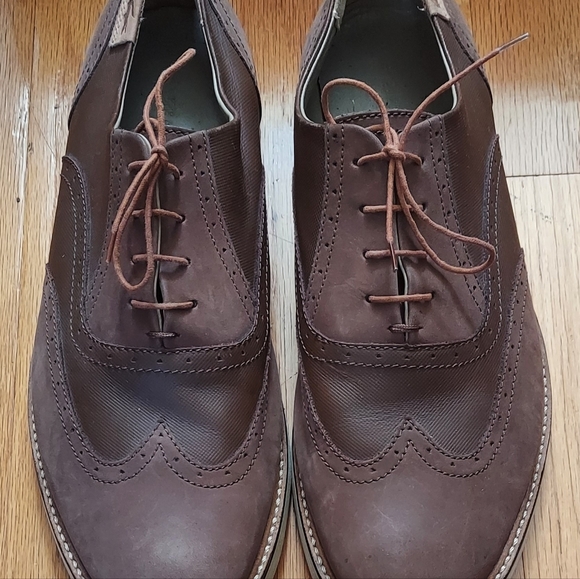 LACOSTE SHERBROOKE BROGUE 2 MEN\'S BROWN LEATHER WINGTIP OXFORDS SIZE 13 M